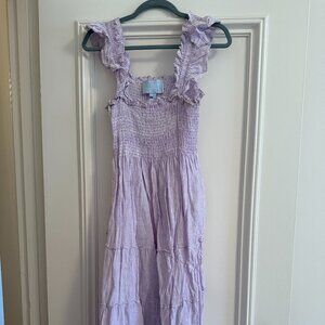 Hill House: Nap Dress in Lavender and White Seersucker, Size: Medium